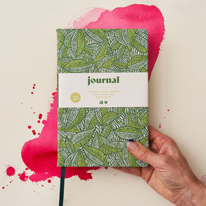 green leaf journal funky pattern