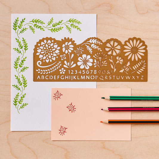 botanical flowers art drawing stencil