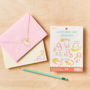 cute cat stickers in yellow and pink
