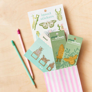 insect gift bundle of stickers bookmarks and plant animals