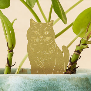 cute cat brass decoration for plants