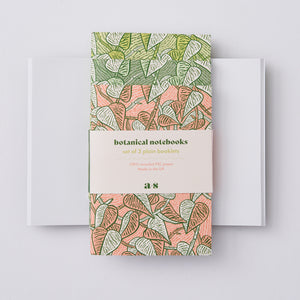 botanical leaf notebook set of three
